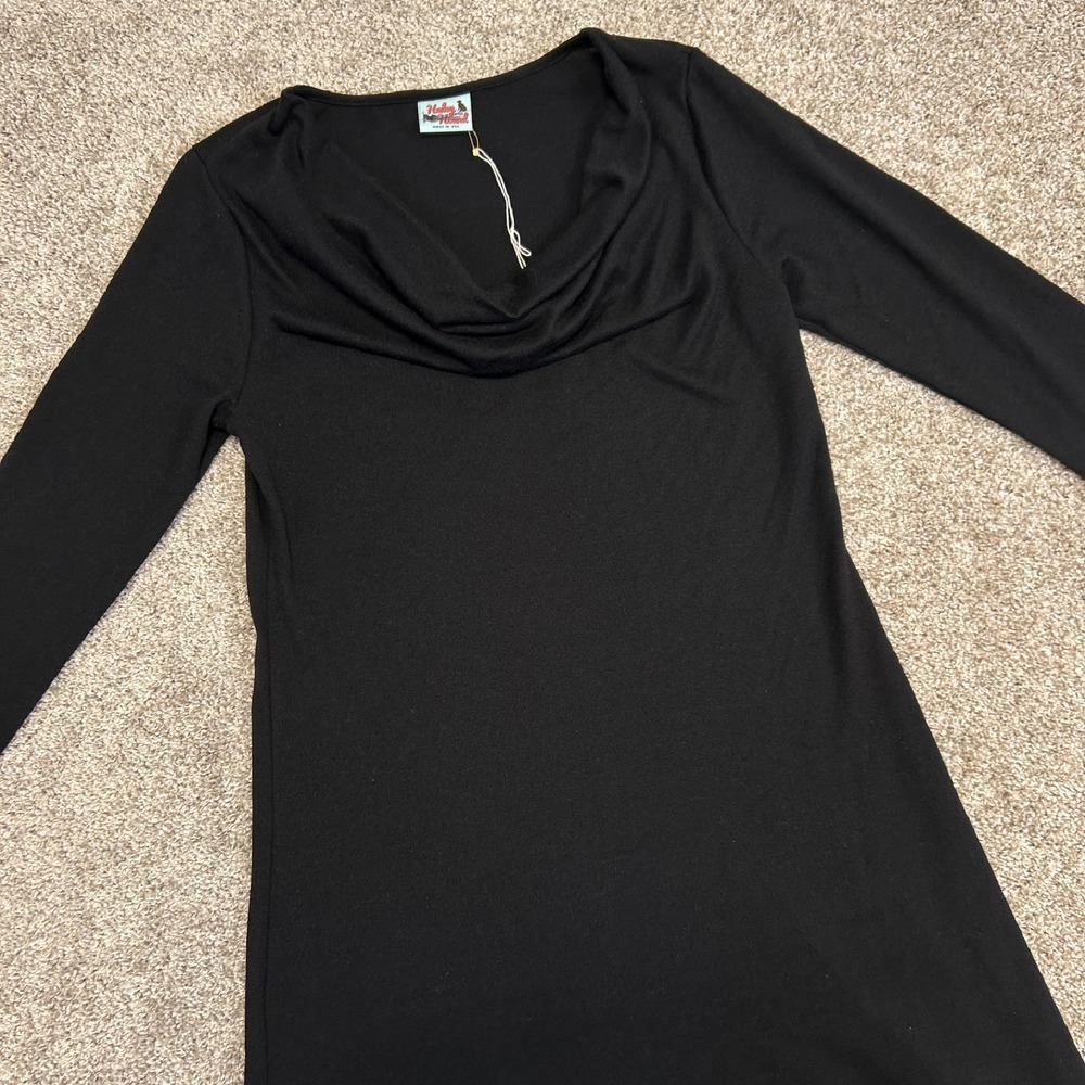 Haley And The Hound Cowl Neck Dress Black Women Size Medium Made In USA NWOT